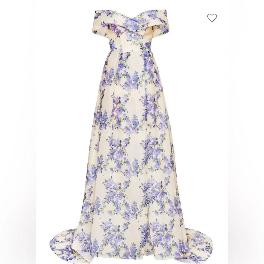 Milla Hydrangea Chic off-the-shoulder floral maxi dress ,Size S - Picture 4 of 11